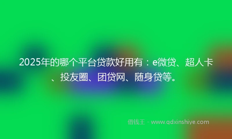 2025年的哪个平台贷款好用有：e微贷、超人卡、投友圈、团贷网、随身贷等。