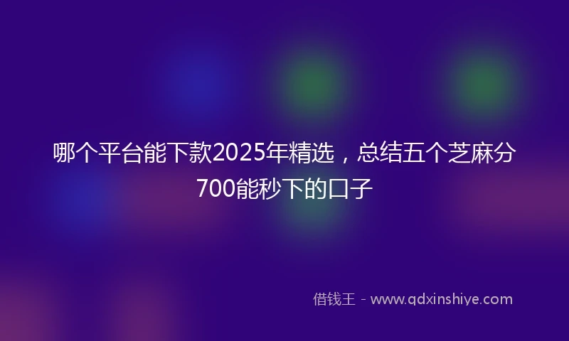 哪个平台能下款2025年精选，总结五个芝麻分700能秒下的口子