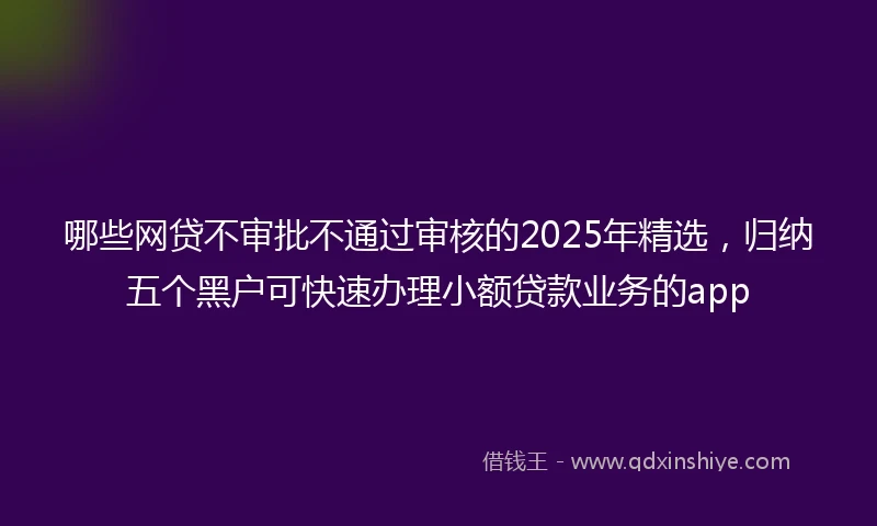 哪些网贷不审批不通过审核的2025年精选，归纳五个黑户可快速办理小额贷款业务的app