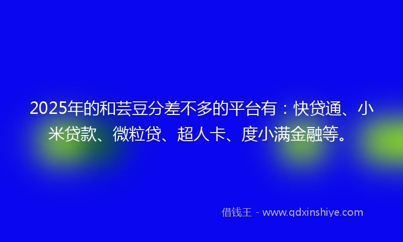 2025年的和芸豆分差不多的平台有：快贷通、小米贷款、微粒贷、超人卡、度小满金融等。
