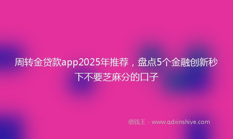 周转金贷款app2025年推荐，盘点5个金融创新秒下不要芝麻分的口子