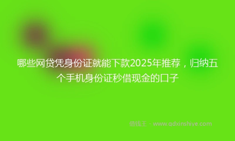 哪些网贷凭身份证就能下款2025年推荐，归纳五个手机身份证秒借现金的口子