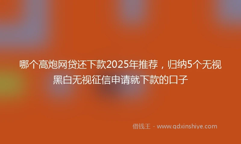 哪个高炮网贷还下款2025年推荐，归纳5个无视黑白无视征信申请就下款的口子