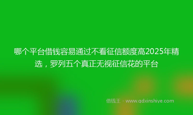 哪个平台借钱容易通过不看征信额度高2025年精选，罗列五个真正无视征信花的平台
