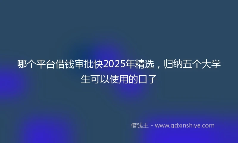 哪个平台借钱审批快2025年精选，归纳五个大学生可以使用的口子
