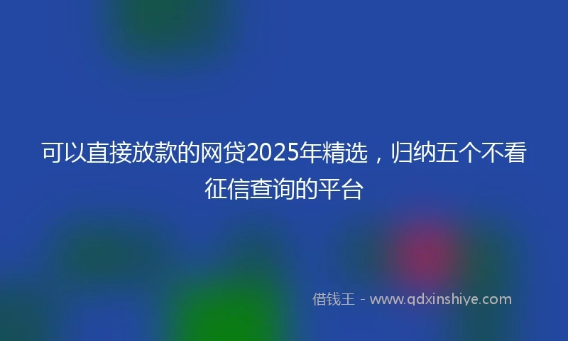可以直接放款的网贷2025年精选,归纳五个不看征信查询的平台