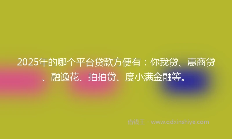 2025年的哪个平台贷款方便有：你我贷、惠商贷、融逸花、拍拍贷、度小满金融等。