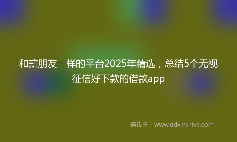 和薪朋友一样的平台2025年精选，总结5个无视征信好下款的借款app