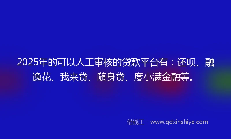 2025年的可以人工审核的贷款平台有：还呗、融逸花、我来贷、随身贷、度小满金融等。