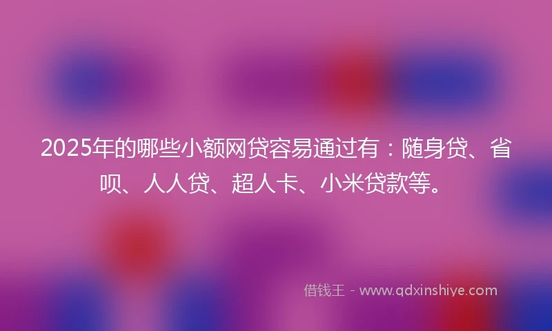 2025年的哪些小额网贷容易通过有：随身贷、省呗、人人贷、超人卡、小米贷款等。