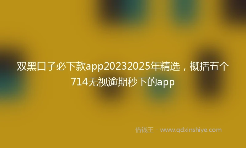 双黑口子必下款app20232025年精选，概括五个714无视逾期秒下的app