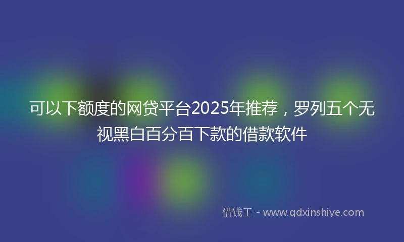 可以下额度的网贷平台2025年推荐，罗列五个无视黑白百分百下款的借款软件