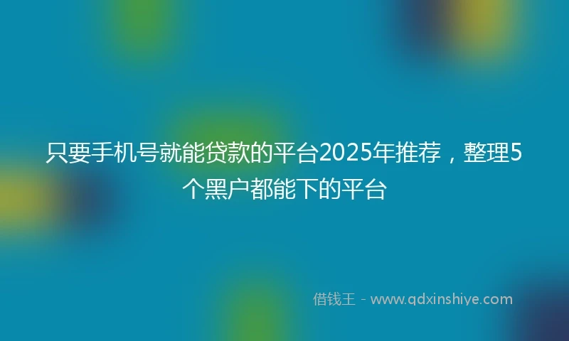 只要手机号就能贷款的平台2025年推荐，整理5个黑户都能下的平台