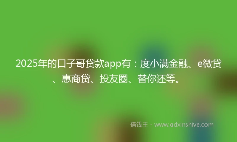 2025年的口子哥贷款app有:度小满金融、e微贷、惠商贷、投友圈、替你还等。