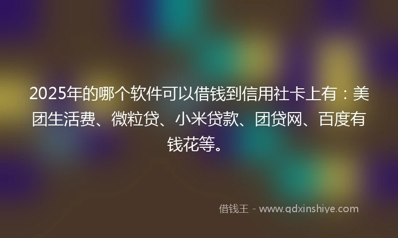 2025年的哪个软件可以借钱到信用社卡上有：美团生活费、微粒贷、小米贷款、团贷网、百度有钱花等。