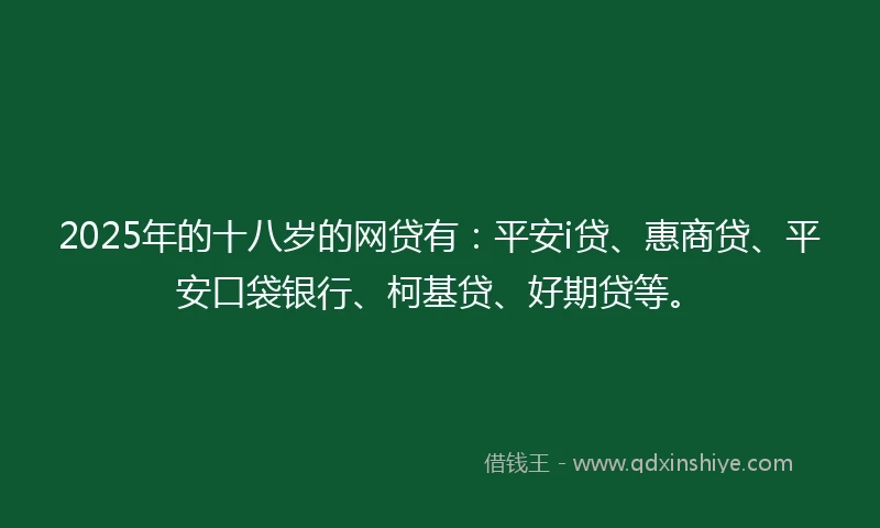 2025年的十八岁的网贷有：平安i贷、惠商贷、平安口袋银行、柯基贷、好期贷等。