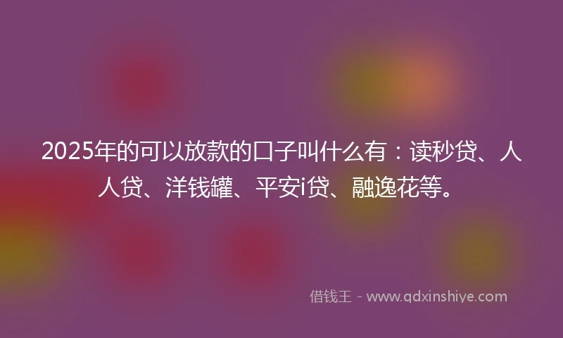 2025年的可以放款的口子叫什么有：读秒贷、人人贷、洋钱罐、平安i贷、融逸花等。