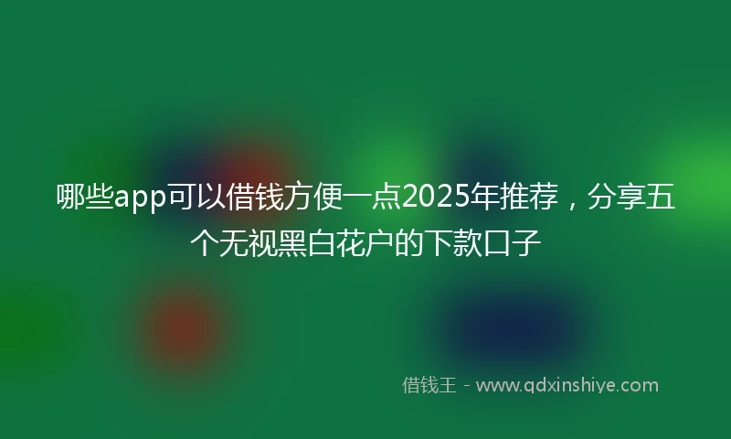 哪些app可以借钱方便一点2025年推荐，分享五个无视黑白花户的下款口子