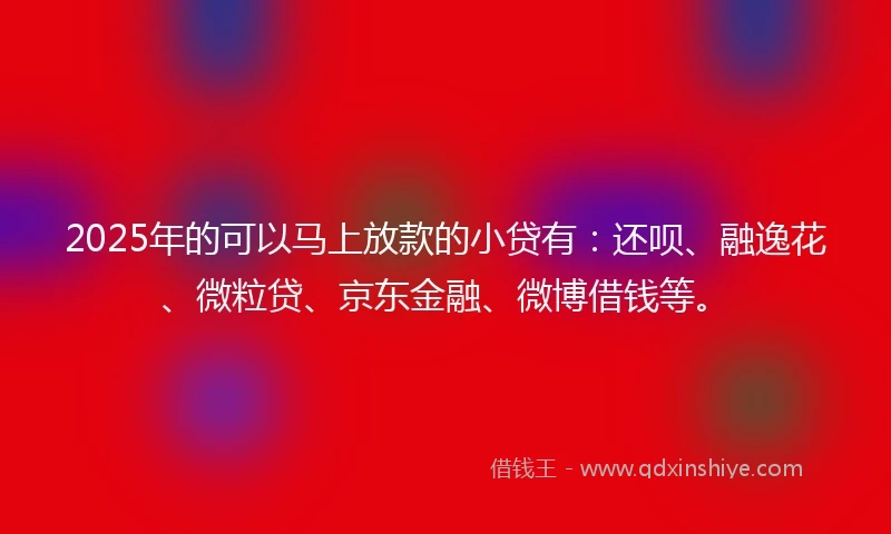 2025年的可以马上放款的小贷有:还呗、融逸花、微粒贷、京东金融、微博借钱等。