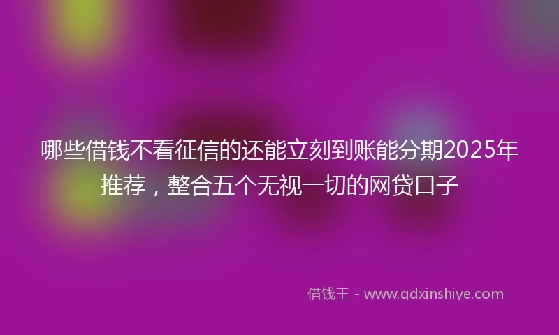 哪些借钱不看征信的还能立刻到账能分期2025年推荐，整合五个无视一切的网贷口子