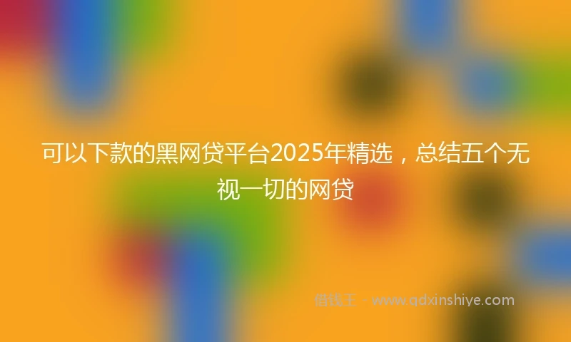 可以下款的黑网贷平台2025年精选，总结五个无视一切的网贷