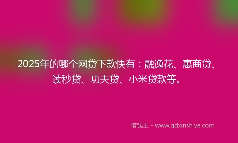 2025年的哪个网贷下款快有：融逸花、惠商贷、读秒贷、功夫贷、小米贷款等。