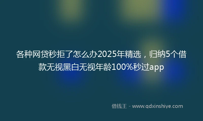 各种网贷秒拒了怎么办2025年精选，归纳5个借款无视黑白无视年龄100%秒过app