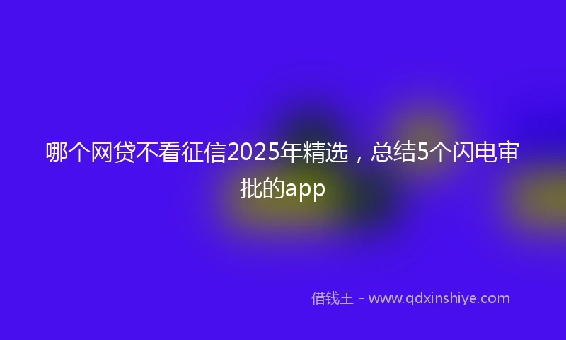 哪个网贷不看征信2025年精选，总结5个闪电审批的app