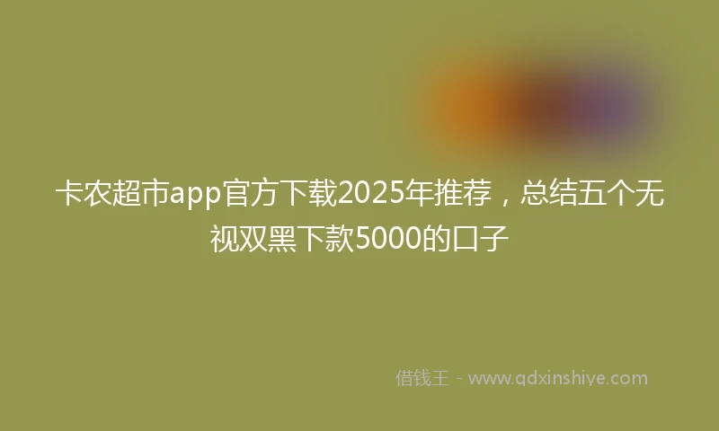 卡农超市app官方下载2025年推荐，总结五个无视双黑下款5000的口子