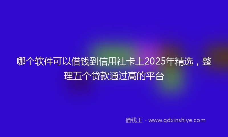 哪个软件可以借钱到信用社卡上2025年精选，整理五个贷款通过高的平台