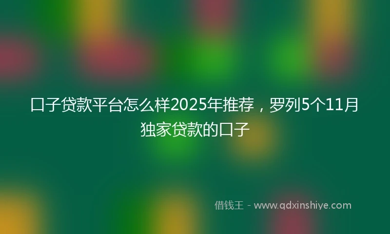 口子贷款平台怎么样2025年推荐，罗列5个11月独家贷款的口子