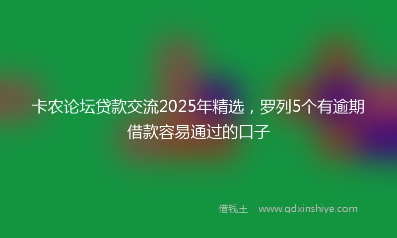 卡农论坛贷款交流2025年精选，罗列5个有逾期借款容易通过的口子