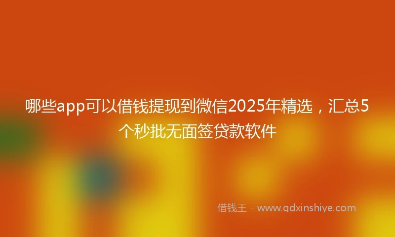 哪些app可以借钱提现到微信2025年精选，汇总5个秒批无面签贷款软件