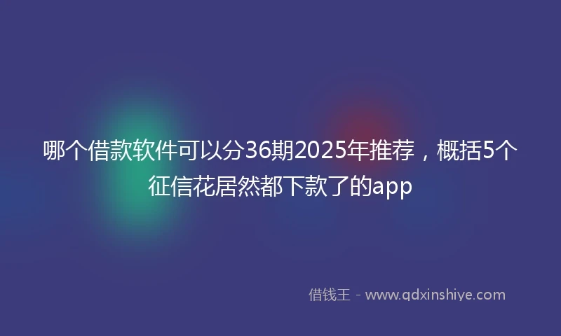 哪个借款软件可以分36期2025年推荐，概括5个征信花居然都下款了的app