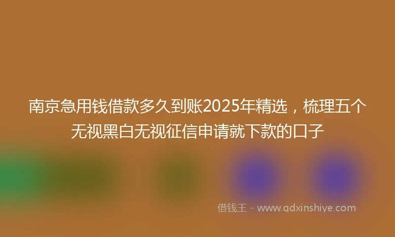 南京急用钱借款多久到账2025年精选，梳理五个无视黑白无视征信申请就下款的口子