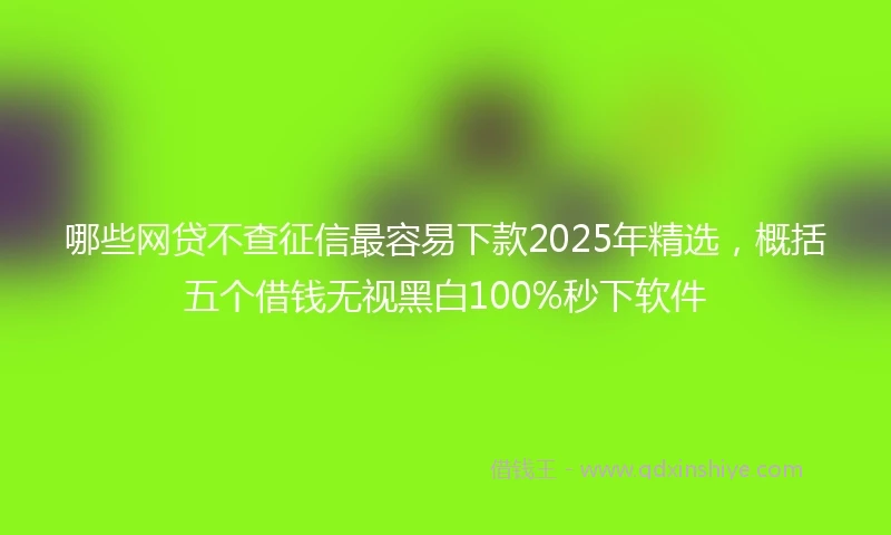 哪些网贷不查征信最容易下款2025年精选，概括五个借钱无视黑白100%秒下软件
