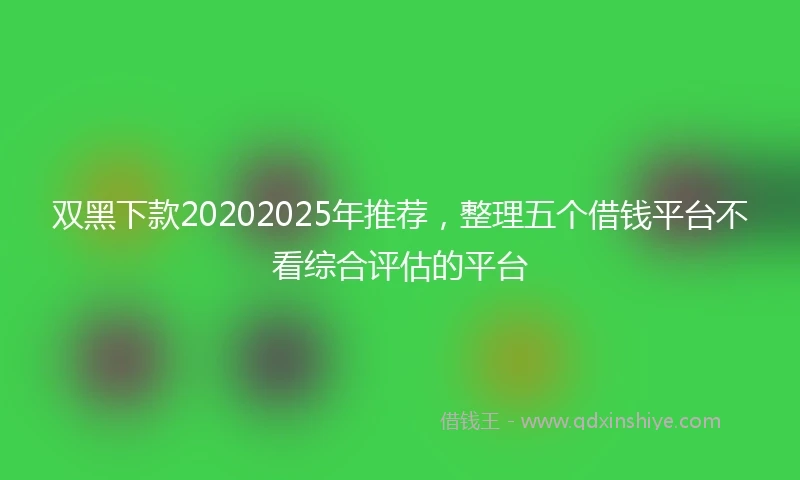 双黑下款20202025年推荐，整理五个借钱平台不看综合评估的平台