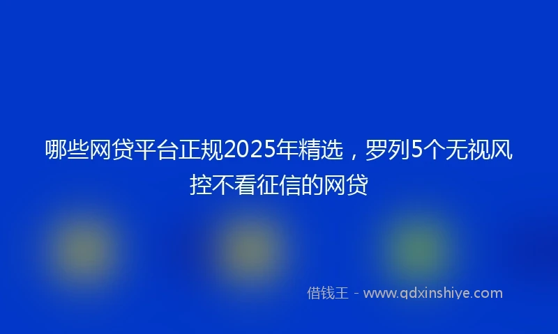 哪些网贷平台正规2025年精选，罗列5个无视风控不看征信的网贷