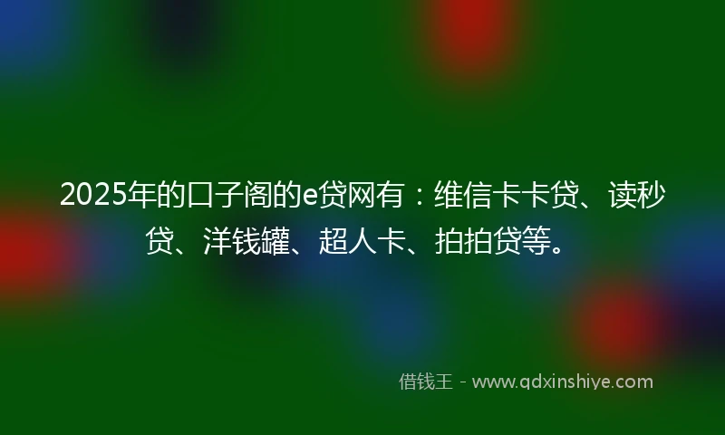 2025年的口子阁的e贷网有：维信卡卡贷、读秒贷、洋钱罐、超人卡、拍拍贷等。