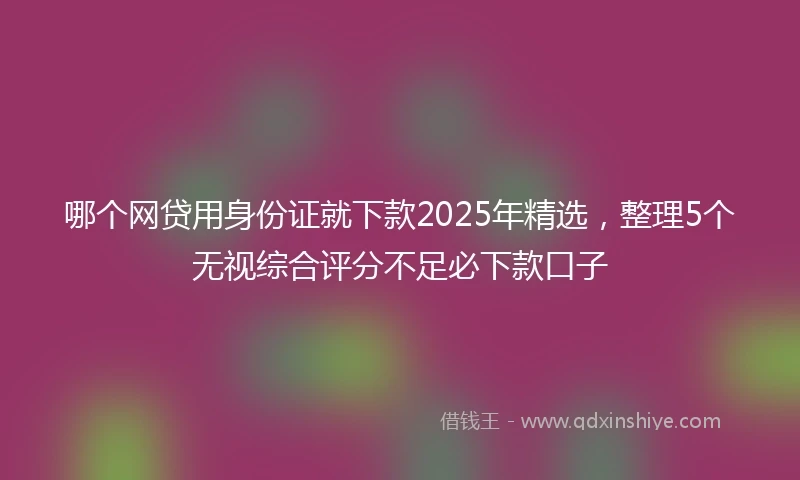 哪个网贷用身份证就下款2025年精选，整理5个无视综合评分不足必下款口子