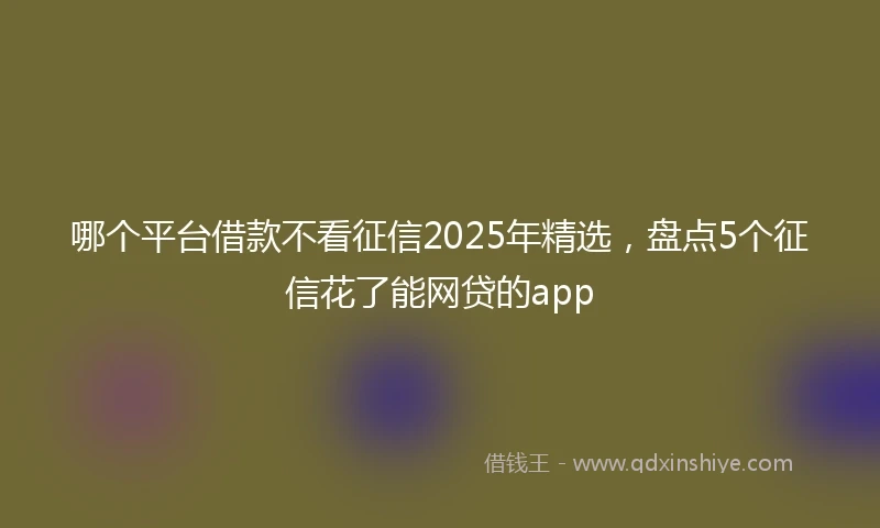 哪个平台借款不看征信2025年精选，盘点5个征信花了能网贷的app