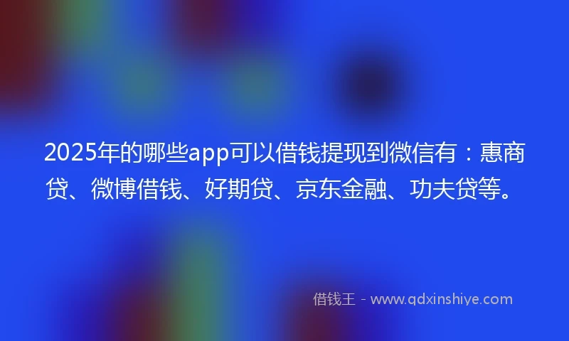 2025年的哪些app可以借钱提现到微信有：惠商贷、微博借钱、好期贷、京东金融、功夫贷等。