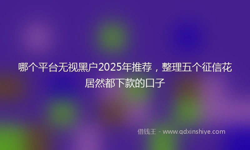 哪个平台无视黑户2025年推荐，整理五个征信花居然都下款的口子