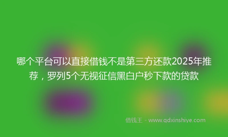哪个平台可以直接借钱不是第三方还款2025年推荐，罗列5个无视征信黑白户秒下款的贷款