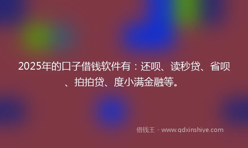2025年的口子借钱软件有：还呗、读秒贷、省呗、拍拍贷、度小满金融等。