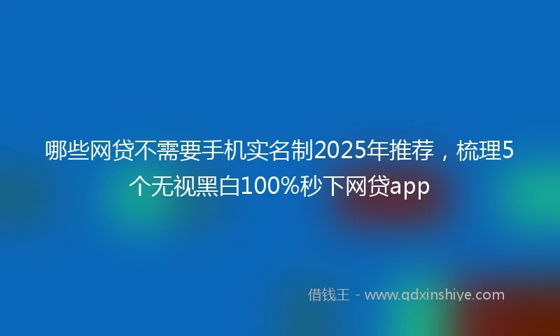 哪些网贷不需要手机实名制2025年推荐，梳理5个无视黑白100%秒下网贷app