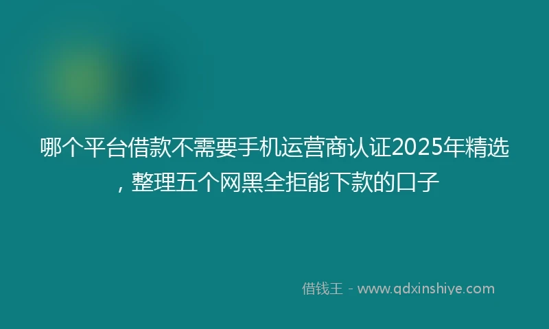 哪个平台借款不需要手机运营商认证2025年精选，整理五个网黑全拒能下款的口子