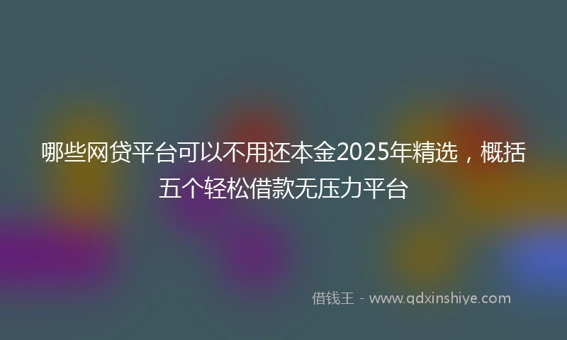 哪些网贷平台可以不用还本金2025年精选，概括五个轻松借款无压力平台