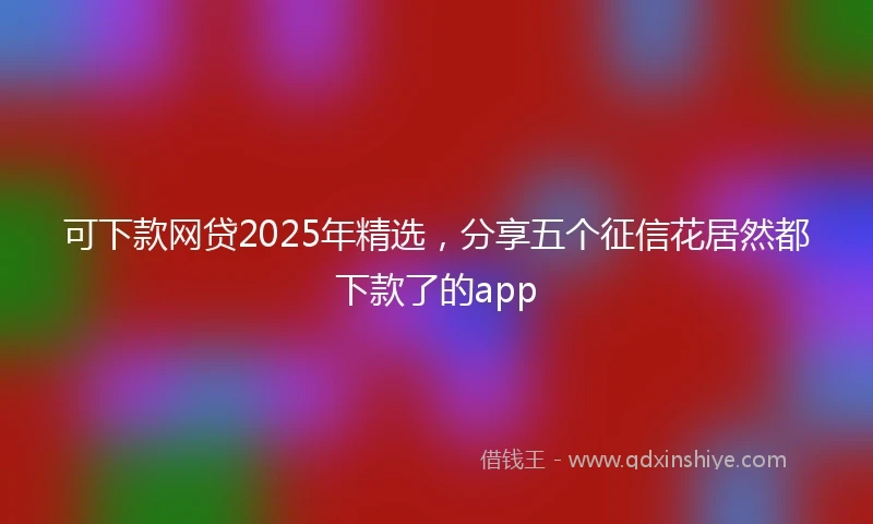 可下款网贷2025年精选，分享五个征信花居然都下款了的app
