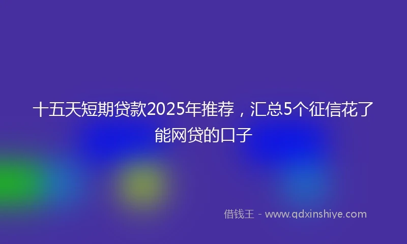 十五天短期贷款2025年推荐，汇总5个征信花了能网贷的口子